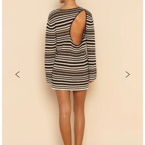 Chic Striped Open-Back Dress